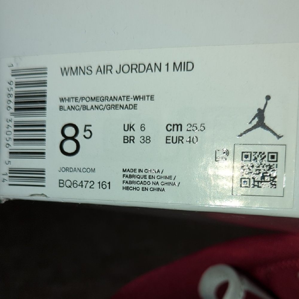 🔴 Nike Air Jordan 1 Mid Red White Sneakers W 8 1/2 | 8.5 ☁️ - Picture 8 of 16